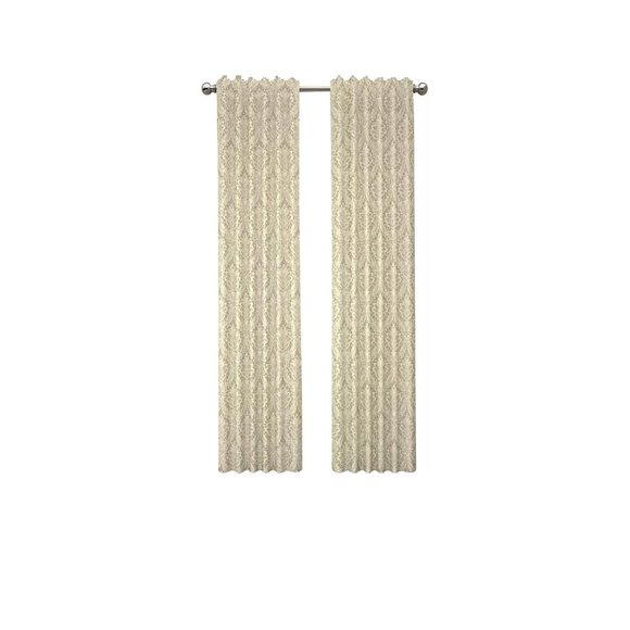 Waverly NIP Linen 1-Panel DONNINGTON Damask Light Filtering Window Curtain 52x63 - Picture 2 of 5